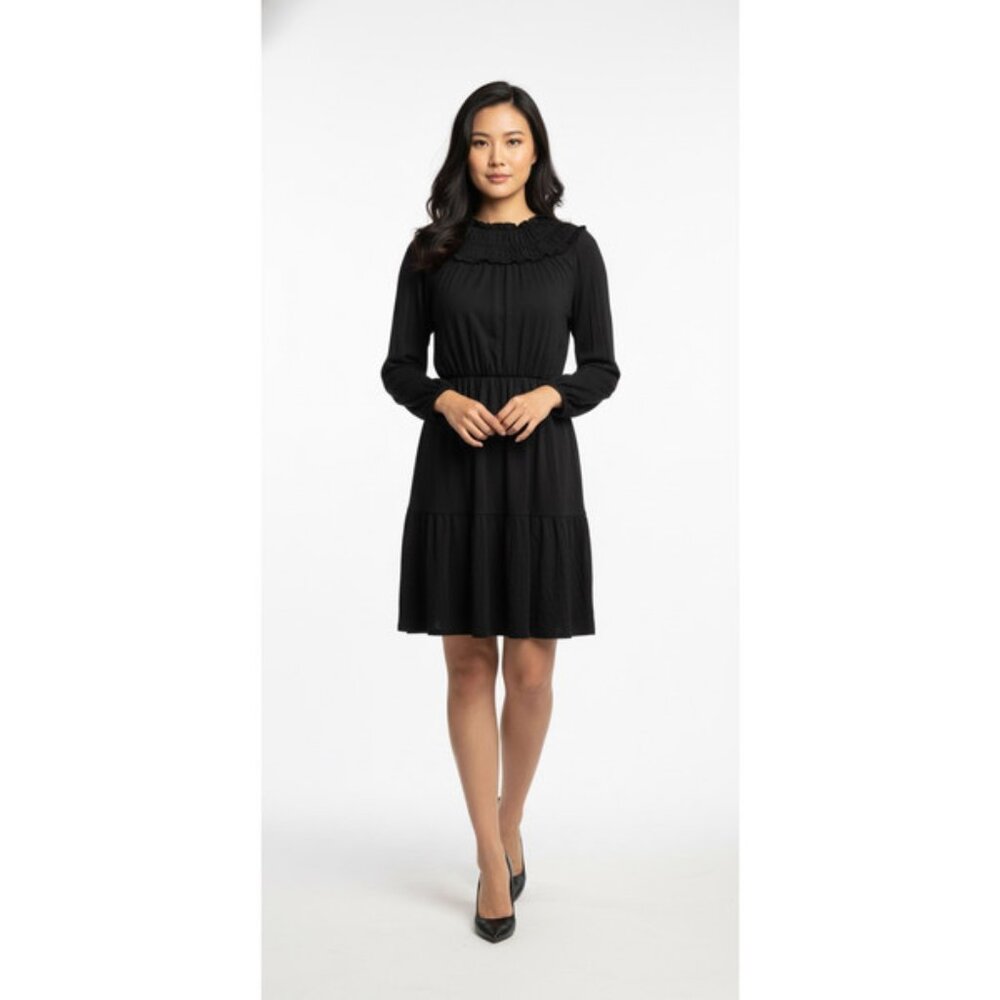 Ann Taylor Ruffle Collar Flare Dress XS